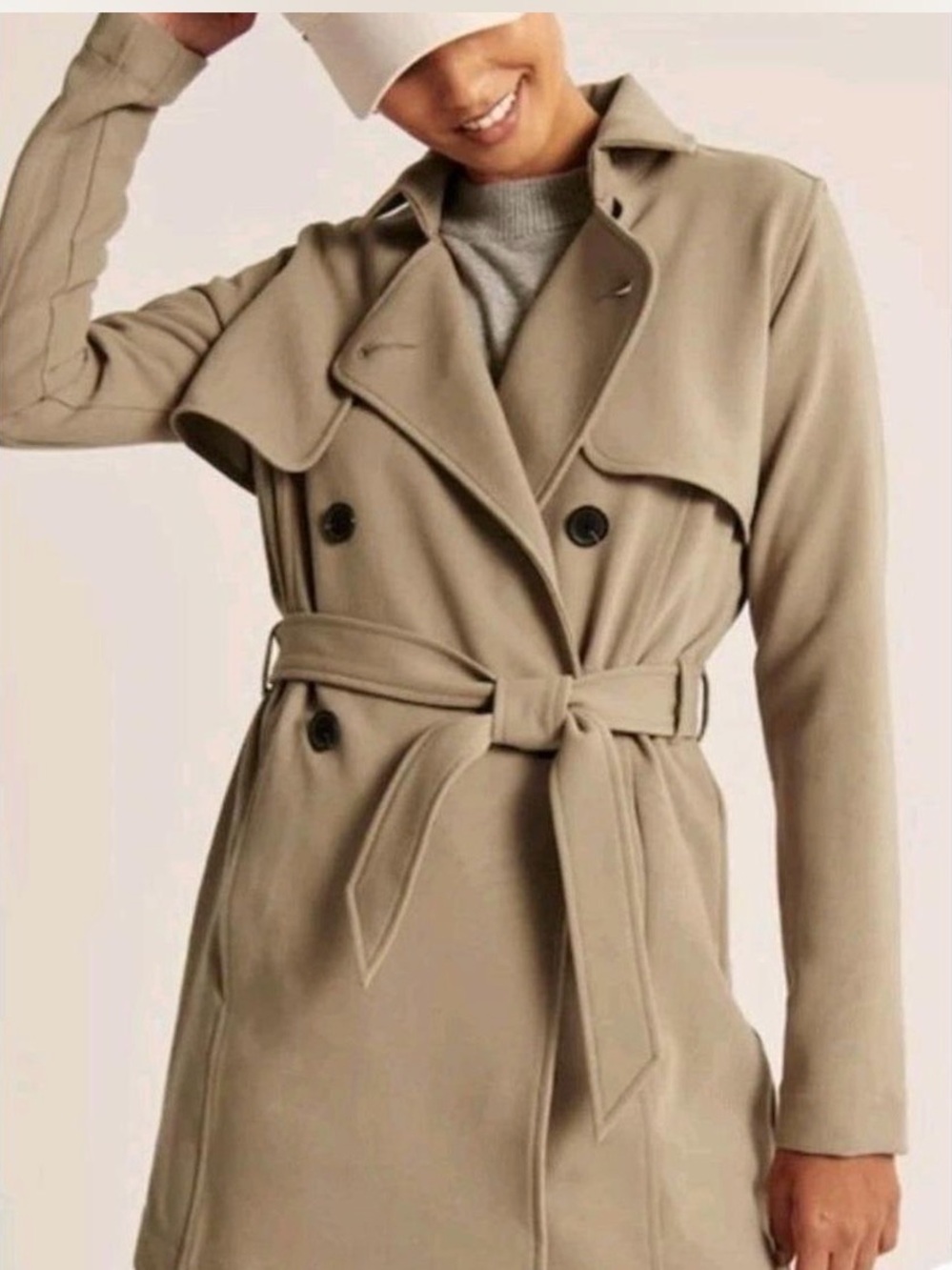 Abercrombie & Fitch Taupe Trench Coat with Belt